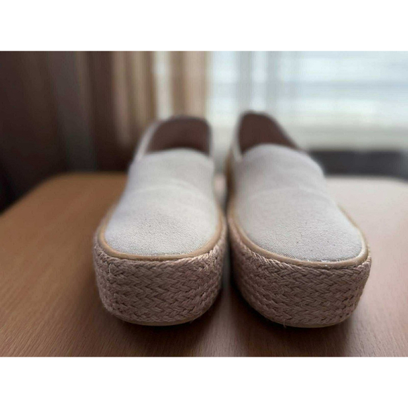 Woman White Beige Canvas Slip-On Espadrille Platform Sneakers Shoes 9.5 M - Picture 5 of 7